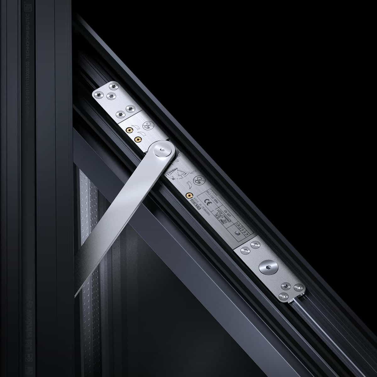 Heavy-Duty Automatic Door Closer Heavy-duty automatic door closer installed on a LIKI 80 series door, engineered for high-frequency commercial entry.