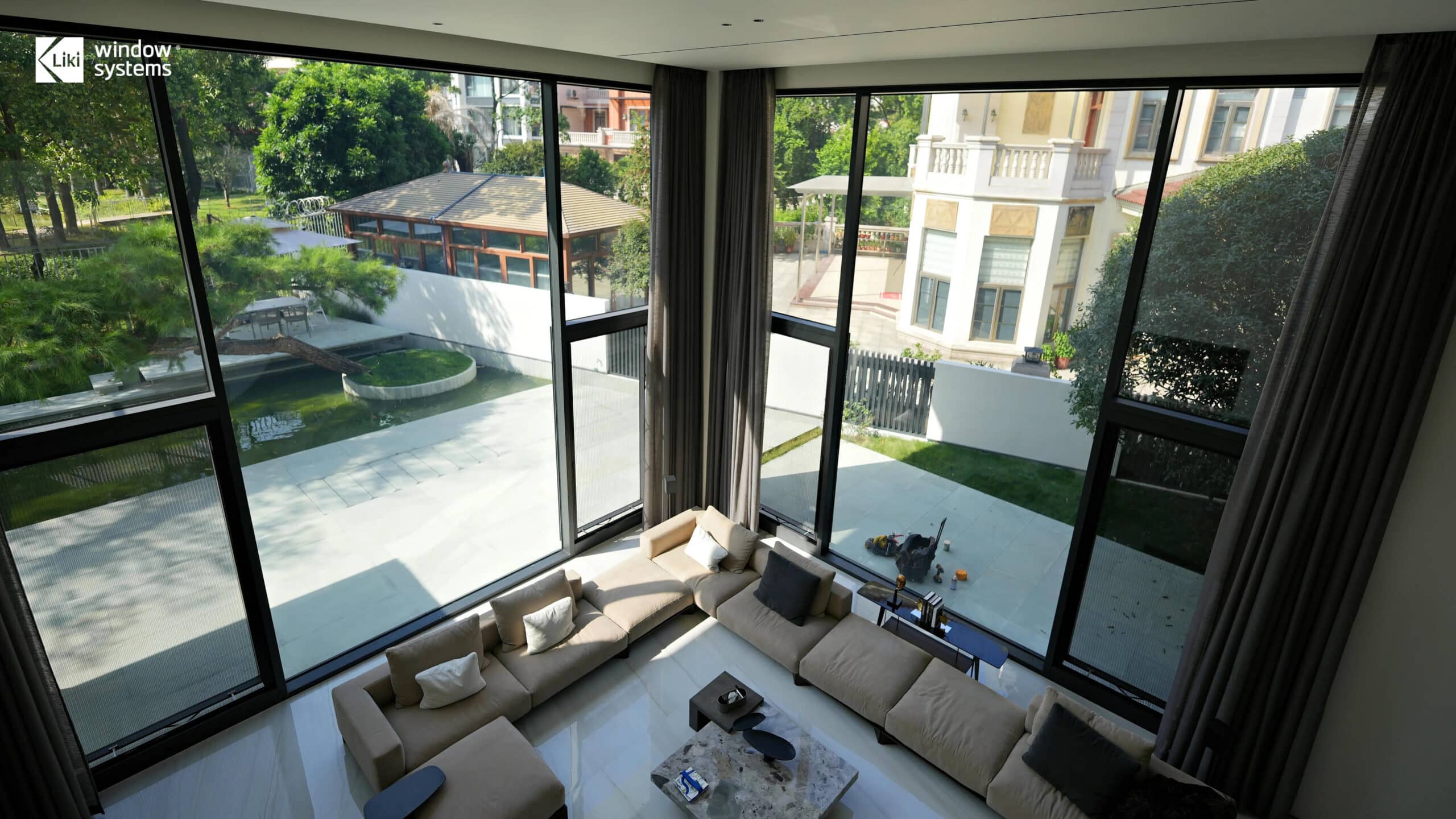 Modern building facade with high-performance aluminum window systems