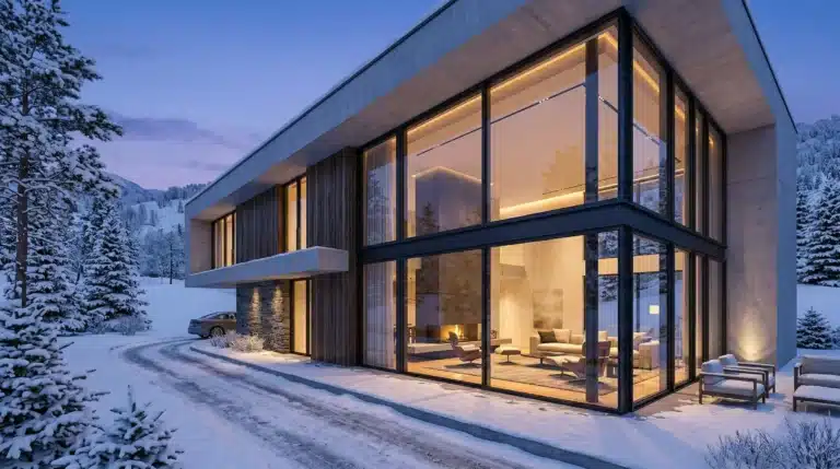 Energy-efficient thermal break windows installed in a modern luxury residential villa