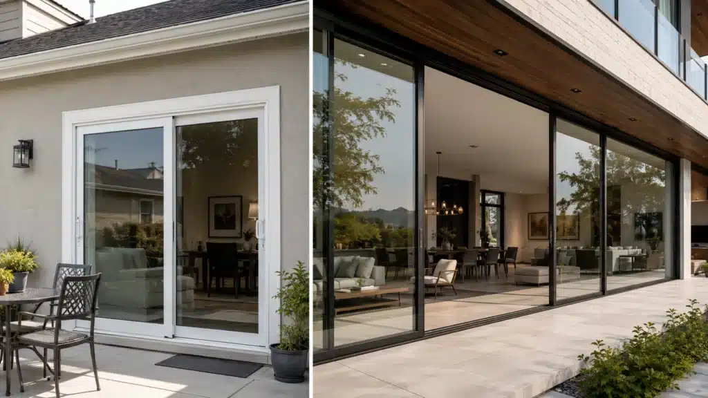 Project fit comparison between vinyl sliding doors and thermally broken aluminum sliding doors